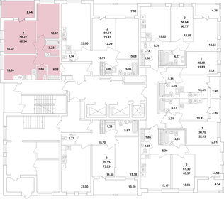 Квартира 62,5 м², 2-комнатная - изображение 2