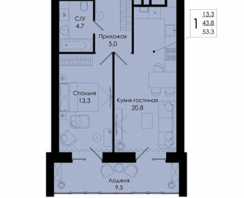 Квартира 53,3 м², 1-комнатная - изображение 1