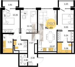 Квартира 92,5 м², 3-комнатная - изображение 1