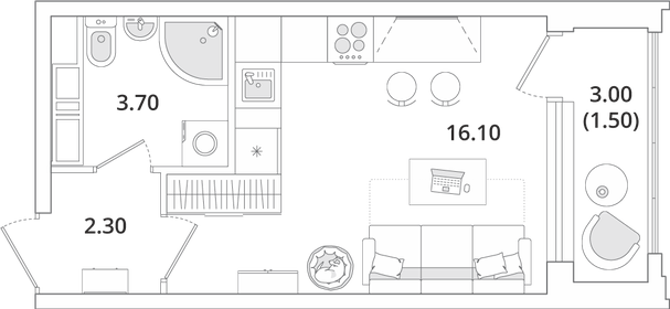 22,8 м², квартира-студия 5 632 683 ₽ - изображение 18