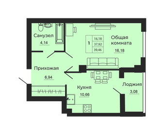 38,7 м², 1-комнатная квартира 4 500 000 ₽ - изображение 90