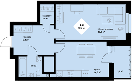 48 м², 1-комнатная квартира 9 000 000 ₽ - изображение 102