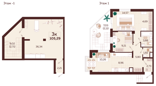 262,6 м², 3-комнатная квартира 39 600 000 ₽ - изображение 79