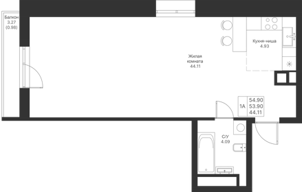 54,9 м², квартира-студия 11 968 200 ₽ - изображение 63