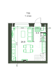 Квартира 56 м², 3-комнатная - изображение 1