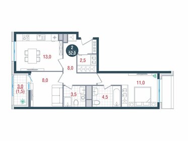 52,4 м², 2-комнатная квартира 12 200 000 ₽ - изображение 26