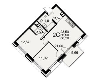 59,9 м², 2-комнатная квартира 10 500 000 ₽ - изображение 36