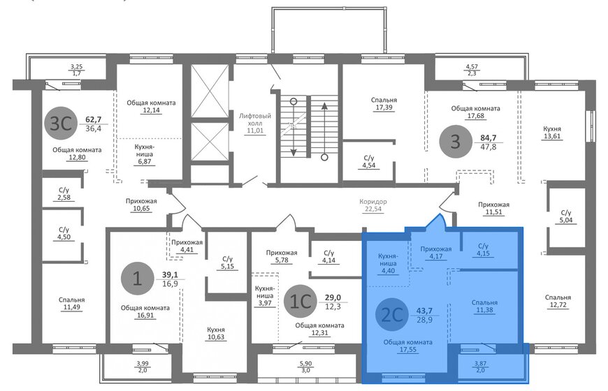 43,7 м², 1-комнатная квартира 7 700 000 ₽ - изображение 1