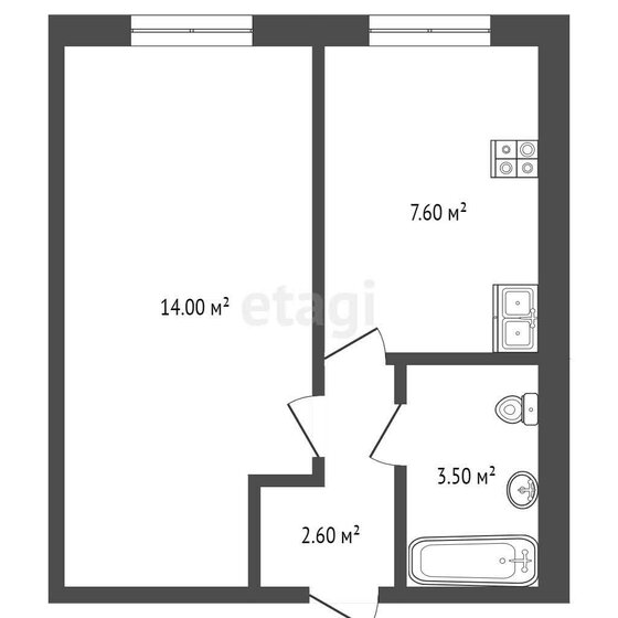 27,7 м², 1-комнатная квартира 3 200 000 ₽ - изображение 1