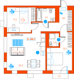 65,9 м², 2-комнатная квартира 7 790 000 ₽ - изображение 1