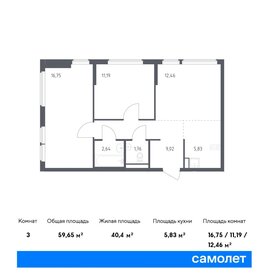 59,7 м², 2-комнатная квартира 11 345 640 ₽ - изображение 25