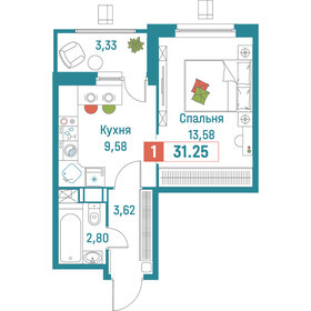 31,3 м², 1-комнатная квартира 6 278 125 ₽ - изображение 12