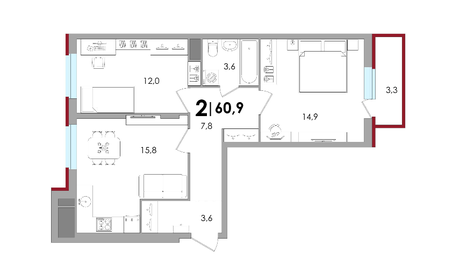 64,4 м², 2-комнатная квартира 8 500 000 ₽ - изображение 54