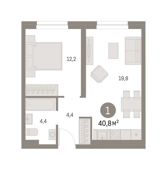 40,8 м², 1-комнатная квартира 7 870 000 ₽ - изображение 19