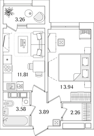 Квартира 37,1 м², 1-комнатная - изображение 1