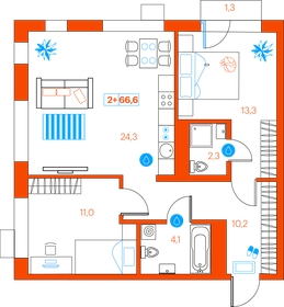 65,9 м², 2-комнатная квартира 7 790 000 ₽ - изображение 21