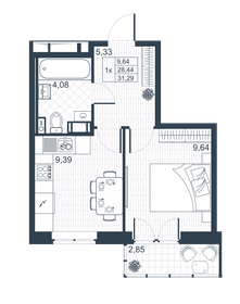 33,7 м², 1-комнатная квартира 3 850 000 ₽ - изображение 119