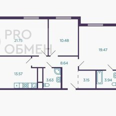 Квартира 84,8 м², 3-комнатная - изображение 2