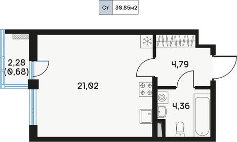 37,1 м², квартира-студия 8 050 700 ₽ - изображение 116