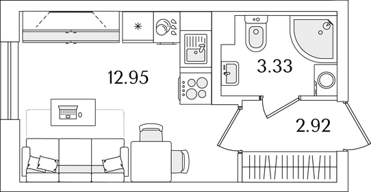 Квартира 19,2 м², студия - изображение 1