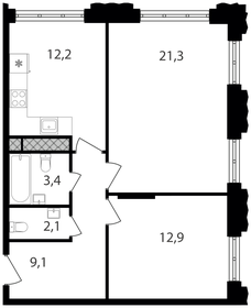 Квартира 61 м², 2-комнатные - изображение 1