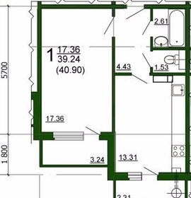 Квартира 41 м², 1-комнатная - изображение 2