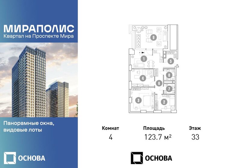 123,7 м², 4-комнатные апартаменты 40 944 700 ₽ - изображение 1