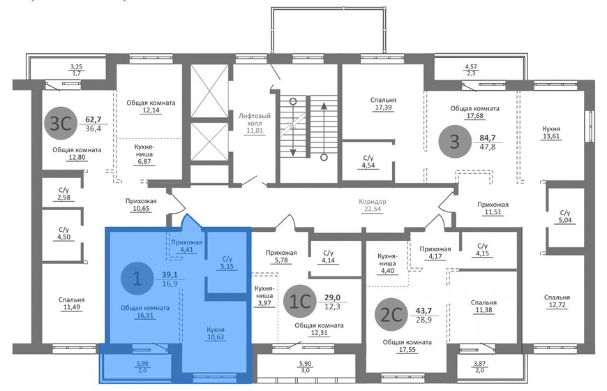 39,1 м², 1-комнатная квартира 6 700 000 ₽ - изображение 1