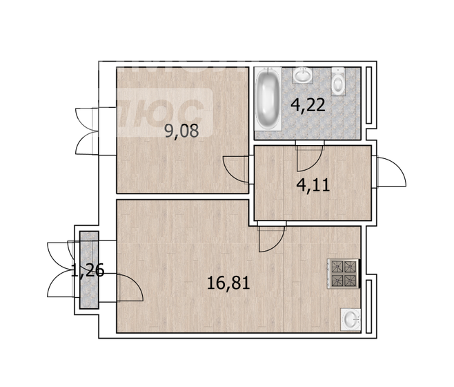 35,4 м², 1-комнатная квартира 4 761 100 ₽ - изображение 1