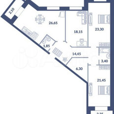 Квартира 121,8 м², 3-комнатная - изображение 2