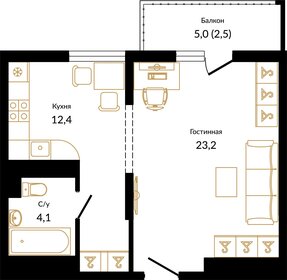 Квартира 42,2 м², 1-комнатная - изображение 1