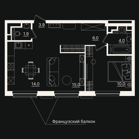 55,9 м², 2-комнатная квартира 11 500 000 ₽ - изображение 109