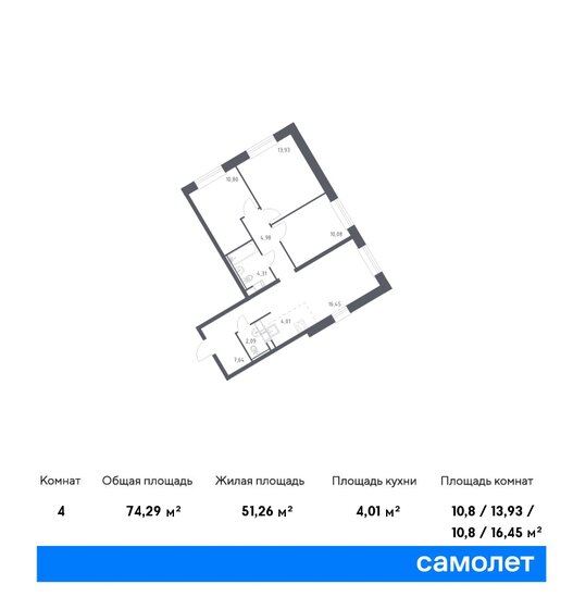 74,3 м², 3-комнатная квартира 13 401 880 ₽ - изображение 1