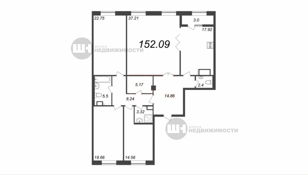 153 м², 3-комнатная квартира 101 200 000 ₽ - изображение 1