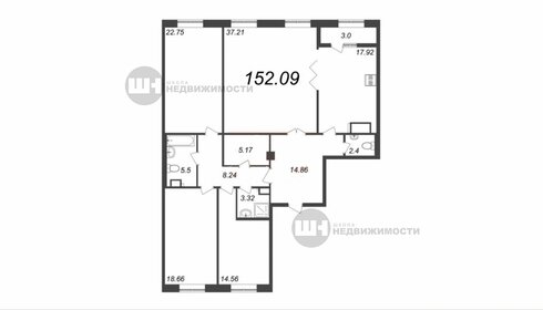 Квартира 153 м², 3-комнатная - изображение 1