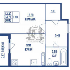 Квартира 36,1 м², 1-комнатная - изображение 5