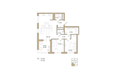 82,2 м², 3-комнатная квартира 10 683 400 ₽ - изображение 13