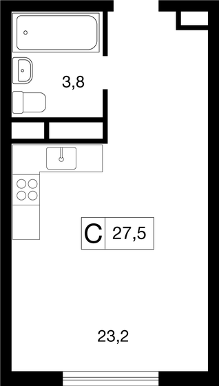 27,5 м², 1-комнатная квартира 7 000 000 ₽ - изображение 30