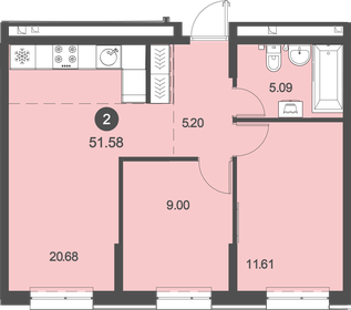 51,4 м², 2-комнатная квартира 7 240 350 ₽ - изображение 32