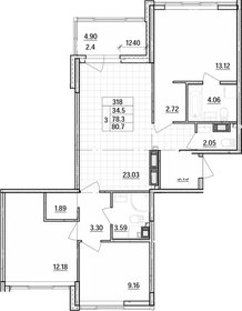 Квартира 80,7 м², 3-комнатная - изображение 1