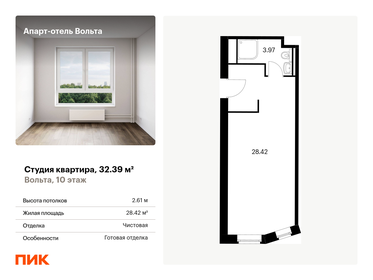 32,2 м², апартаменты-студия 6 244 379 ₽ - изображение 67