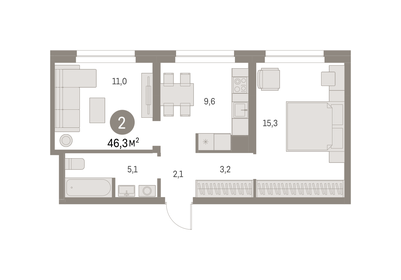 45 м², апартаменты-студия 9 300 000 ₽ - изображение 63