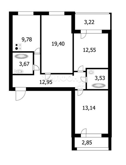 72,2 м², 3-комнатная квартира 6 800 000 ₽ - изображение 1