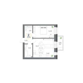 Квартира 50,6 м², 2-комнатная - изображение 1