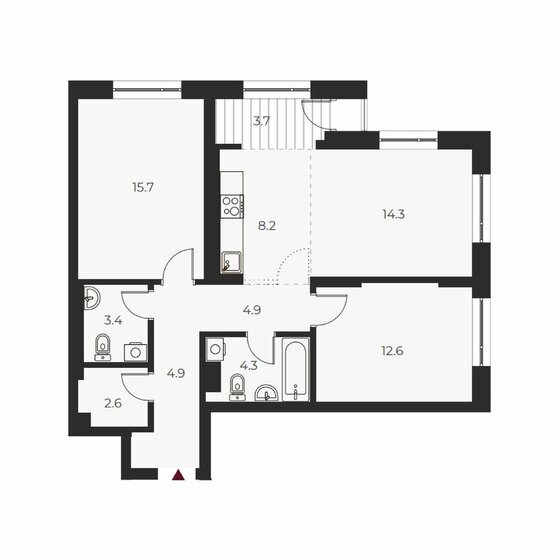 74,6 м², 3-комнатная квартира 13 450 000 ₽ - изображение 1
