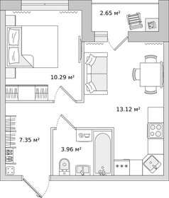 34,3 м², 1-комнатная квартира 5 391 566 ₽ - изображение 58