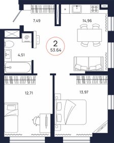 62,6 м², 2-комнатная квартира 6 718 040 ₽ - изображение 34