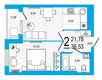 37,2 м², 2-комнатная квартира 5 538 330 ₽ - изображение 16