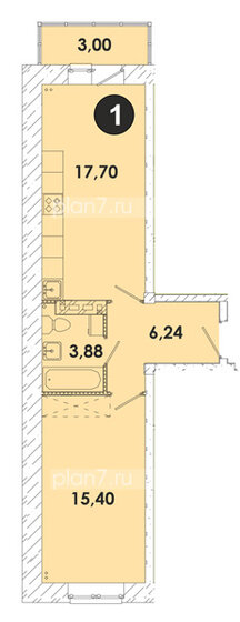 46,2 м², 1-комнатная квартира 5 569 972 ₽ - изображение 1