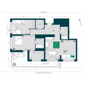 Квартира 93,7 м², 2-комнатная - изображение 1